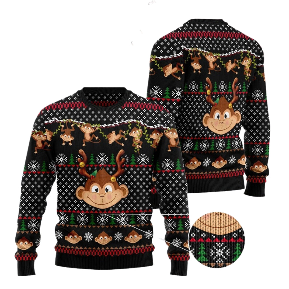 Funny Monkey Ugly Christmas Sweater For Men & Women Christmas Gift Sweater US2411 - WeCustomit