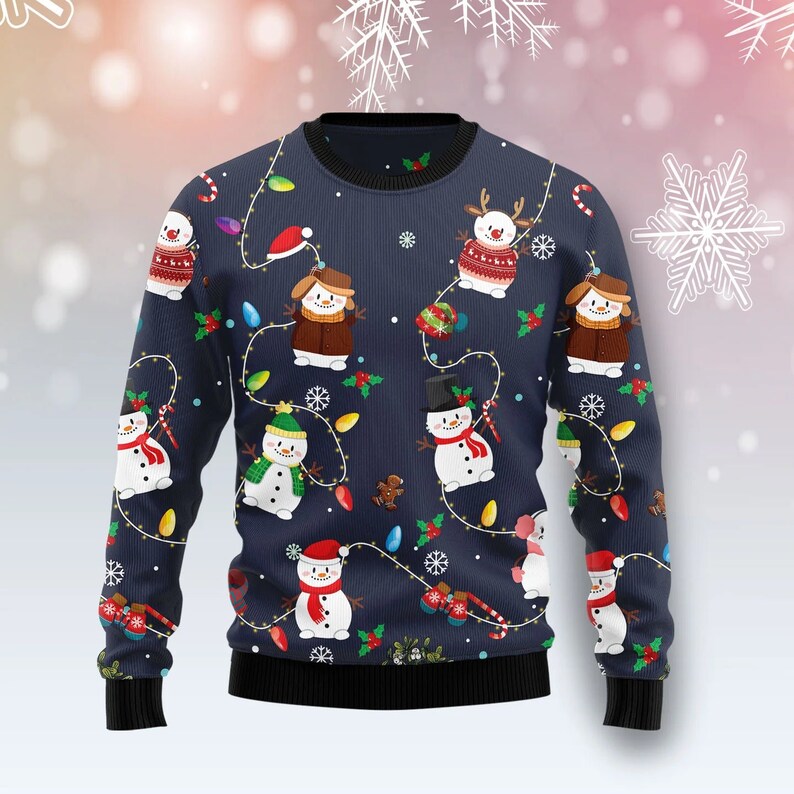 Snowman Light Ugly Christmas Sweater For Men & Women Christmas Gift Sweater US2414 - WeCustomit