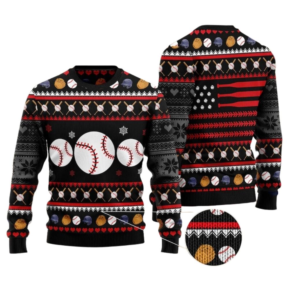 Baseball Balls Ugly Christmas Sweater For Men & Women Christmas Gift Sweater US2415 - WeCustomit