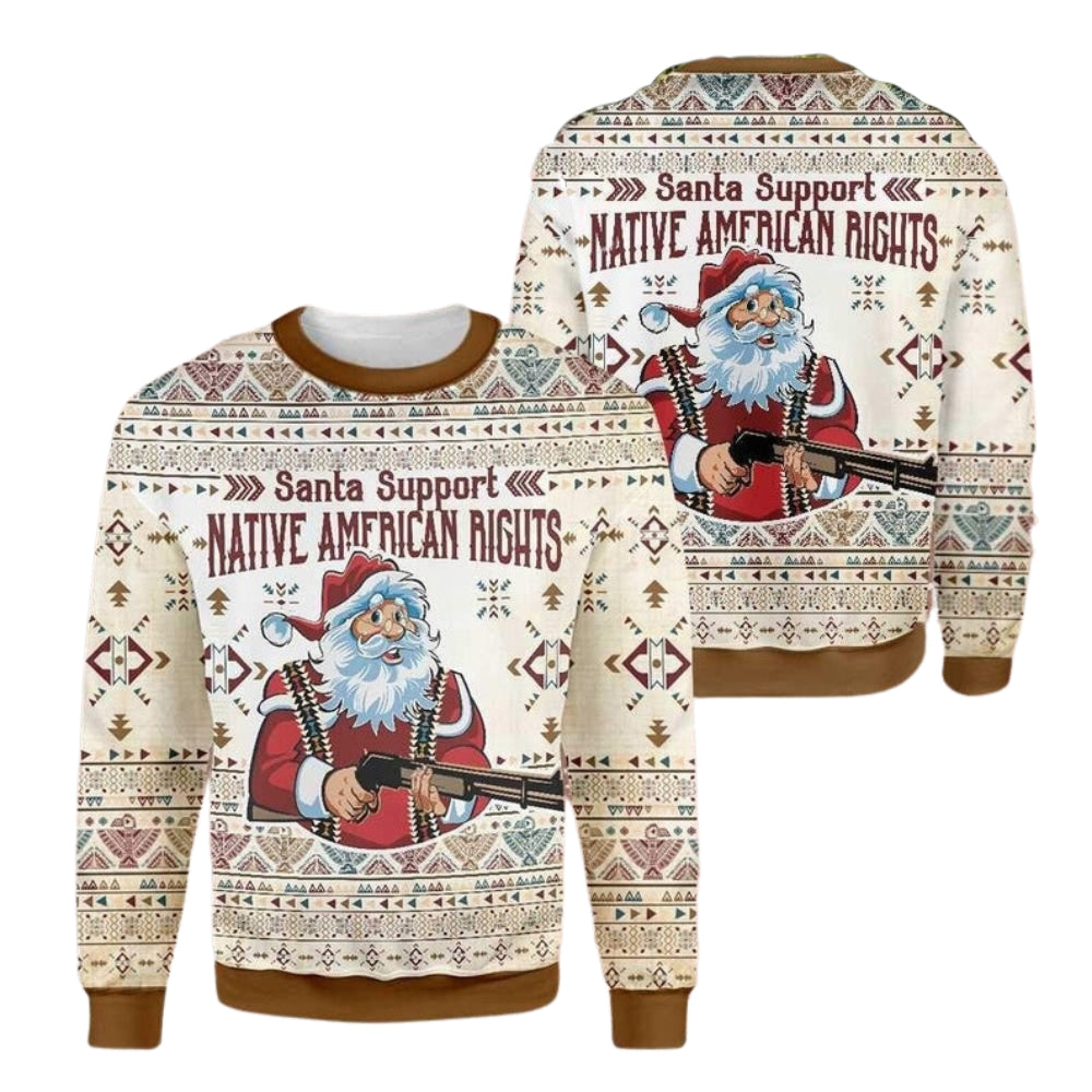 Santa Support Native Ugly Christmas Sweater For Men & Women Christmas Gift Sweater US2417 - WeCustomit