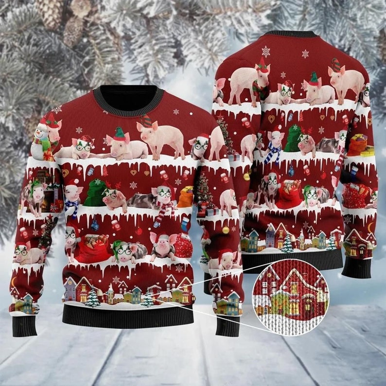Xmas Funny Pigs Ugly Christmas Sweater For Men & Women Christmas Gift Sweater US2419 - WeCustomit