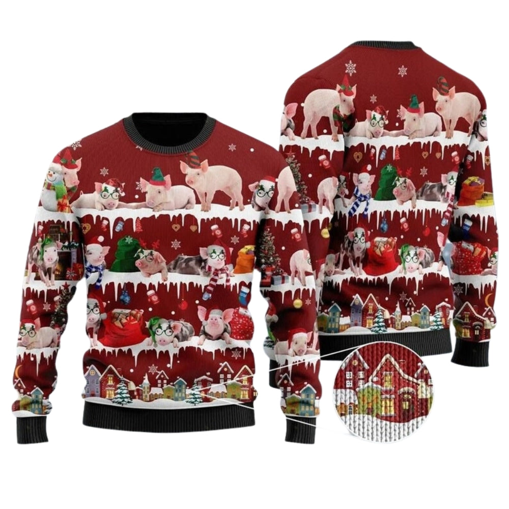 Xmas Funny Pigs Ugly Christmas Sweater For Men & Women Christmas Gift Sweater US2419 - WeCustomit