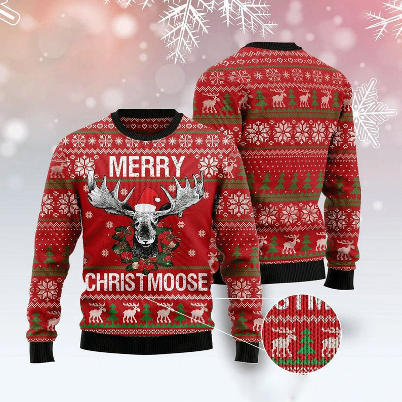 Moose Ugly Christmas Sweater For Men & Women Christmas Gift Sweater US2422 - WeCustomit