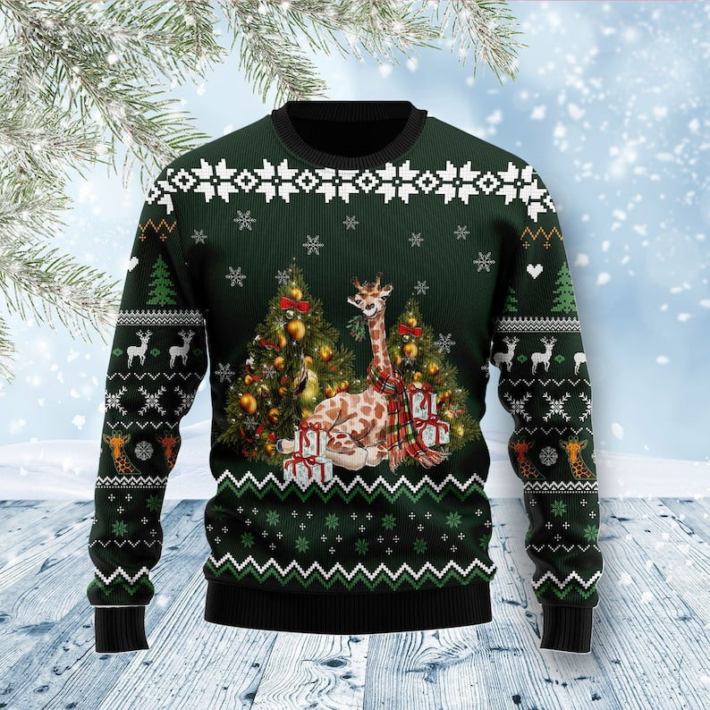 Giraffe Holiday Ugly Christmas Sweater For Men & Women Christmas Gift Sweater US2424 - WeCustomit