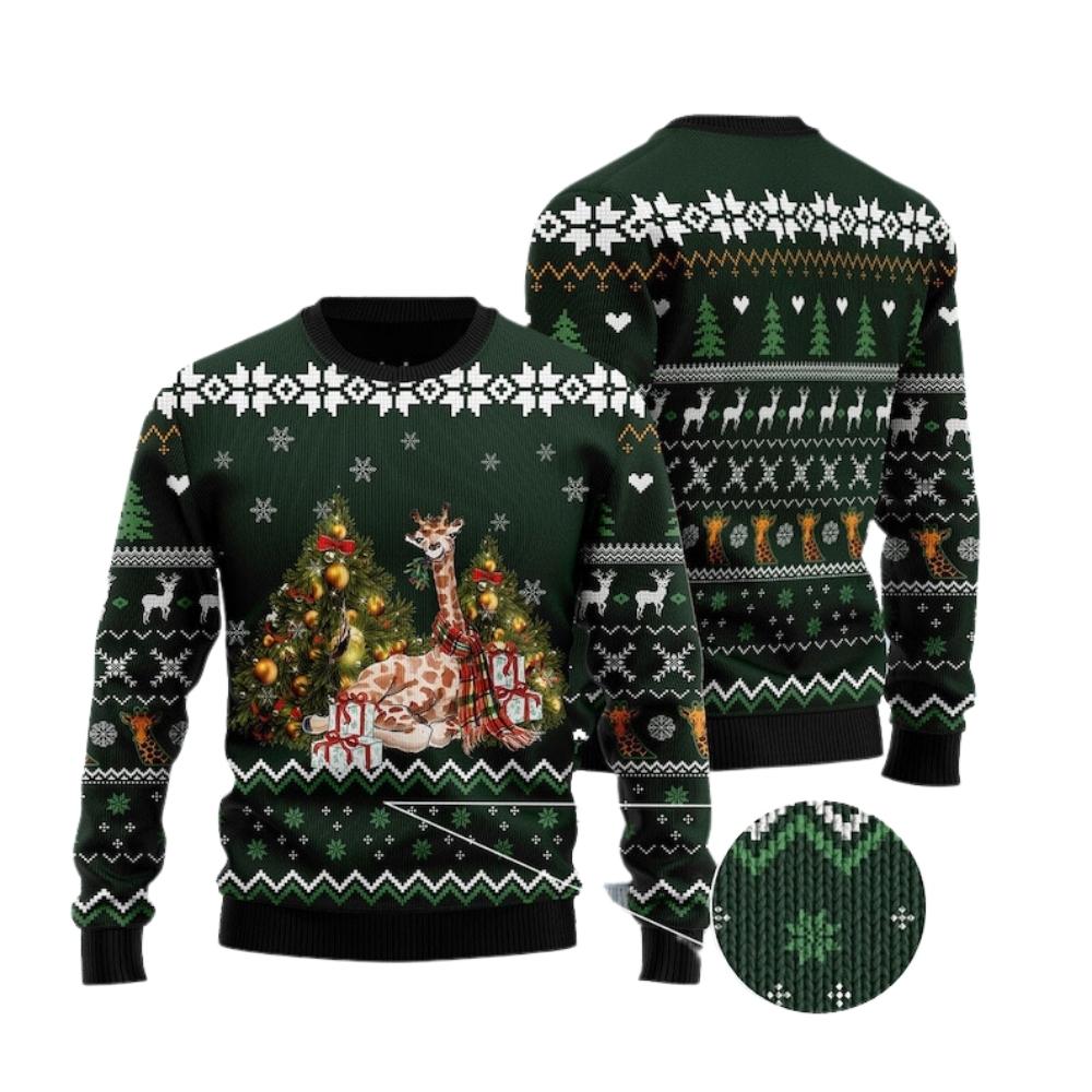 Giraffe Holiday Ugly Christmas Sweater For Men & Women Christmas Gift Sweater US2424 - WeCustomit