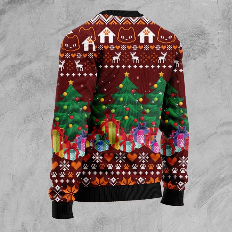 Black Cat Pine Tree Ugly Christmas Sweater For Men & Women Christmas Gift Sweater US2425 - WeCustomit