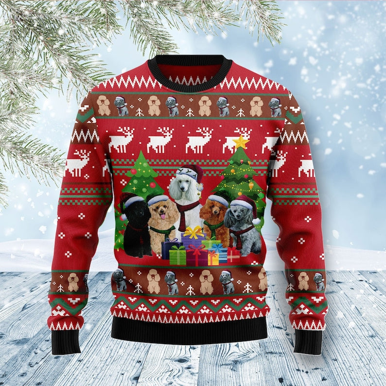 Poodle Family Snow Ugly Christmas Sweater For Men & Women Christmas Gift Sweater US2426 - WeCustomit