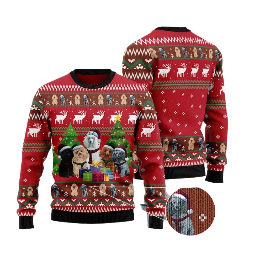 Poodle Family Snow Ugly Christmas Sweater For Men & Women Christmas Gift Sweater US2426 - WeCustomit