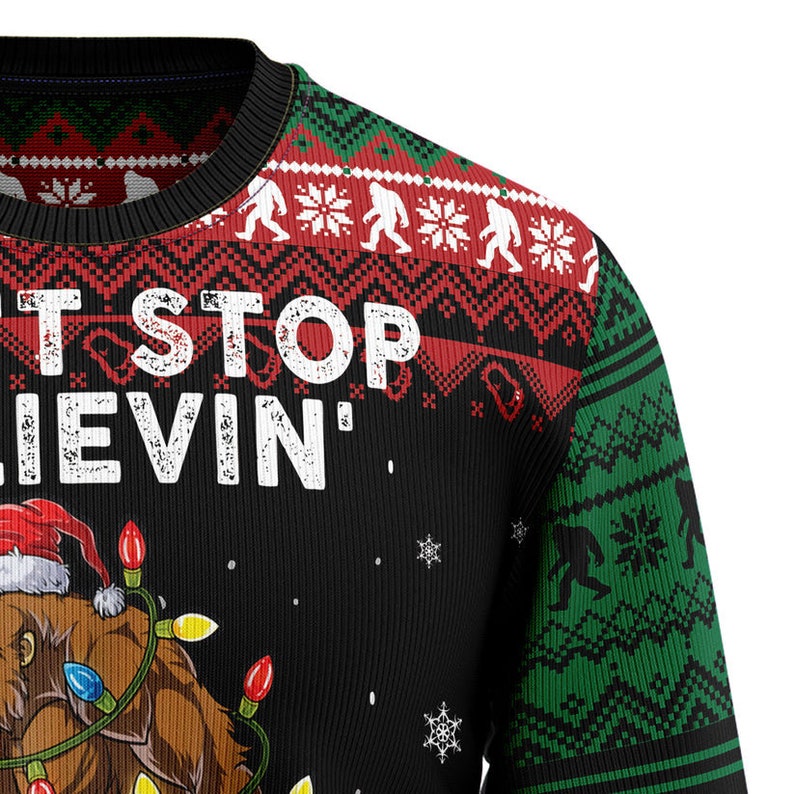 Bigfoot Don‘t Stop Believing Ugly Christmas Sweater For Men & Women Christmas Gift Sweater US2435 - WeCustomit