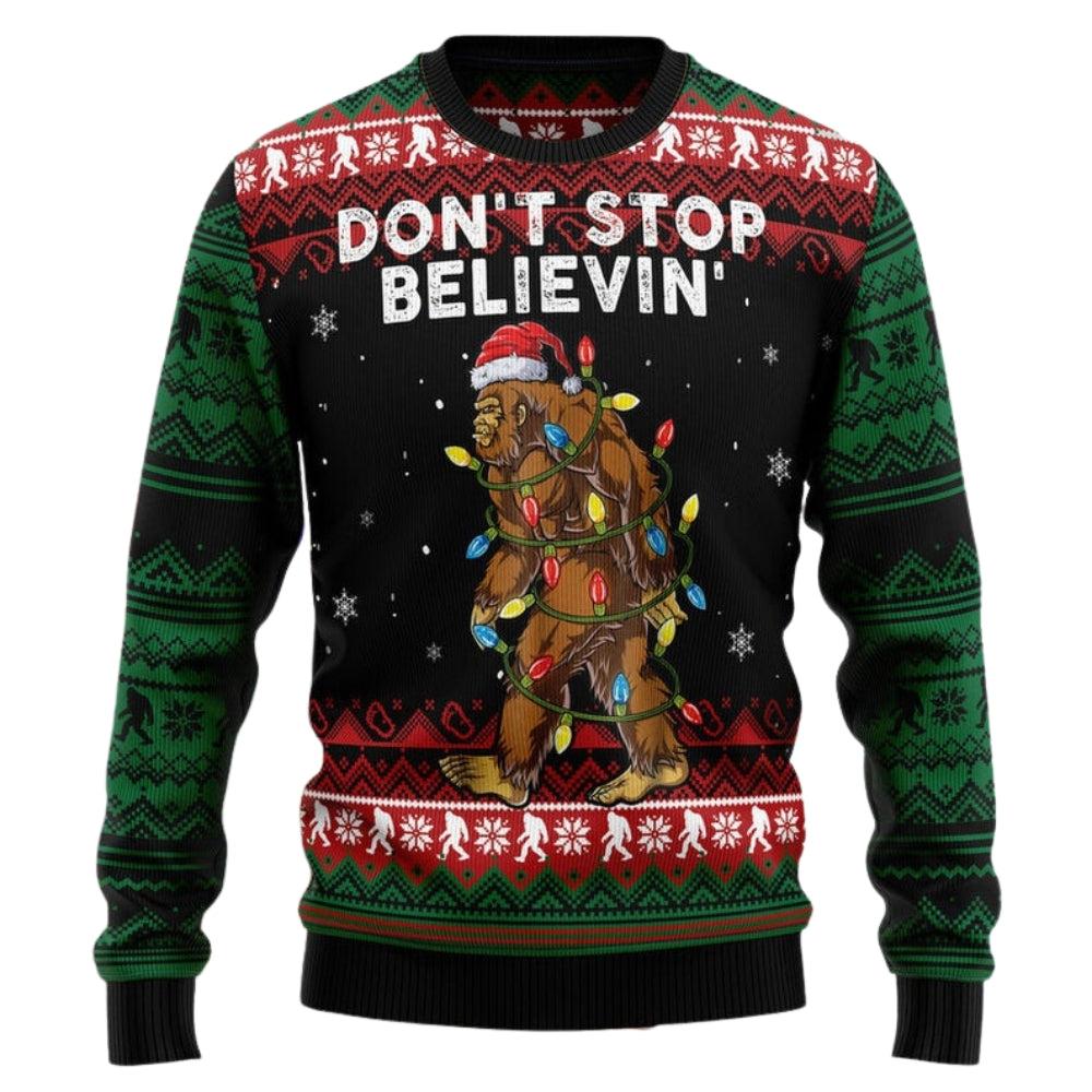 Bigfoot Don‘t Stop Believing Ugly Christmas Sweater For Men & Women Christmas Gift Sweater US2435 - WeCustomit