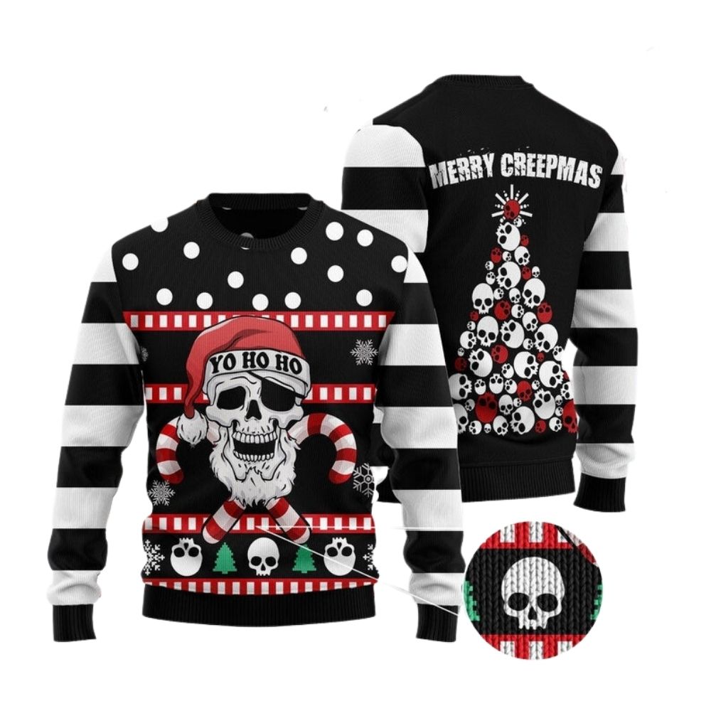 Skull Ho Ho Ho Ugly Christmas Sweater For Men & Women Christmas Gift Sweater US2640 - WeCustomit