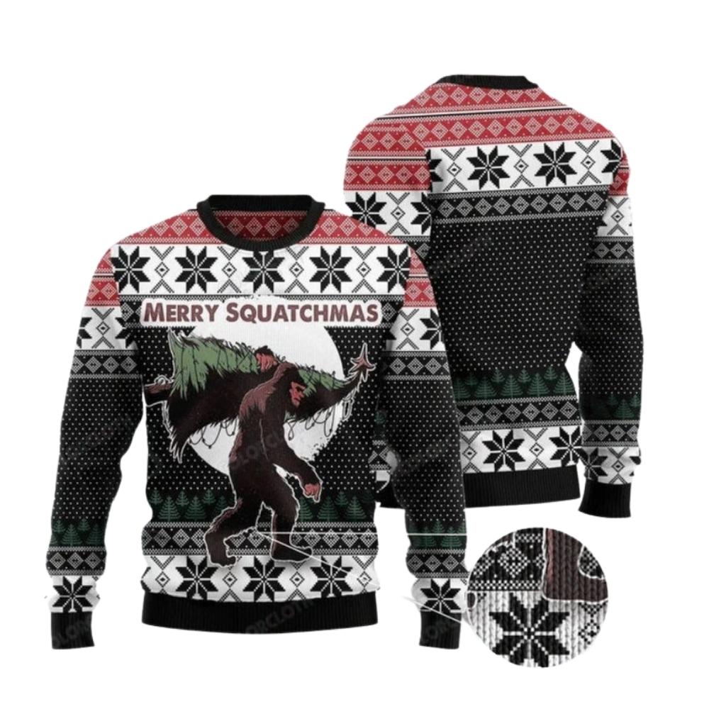 Funny Bigfoot Ugly Christmas Sweater For Men & Women Christmas Gift Sweater US2657 - WeCustomit