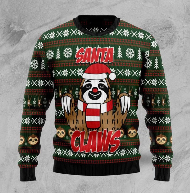 Sloth Santa Claws Ugly Christmas Sweater For Men & Women Christmas Gift Sweater US2660 - WeCustomit