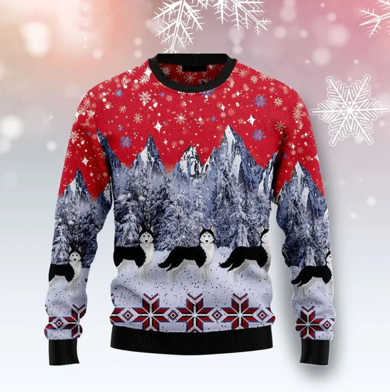 Siberian Husky Snow Ugly Christmas Sweater For Men & Women Christmas Gift Sweater US2661 - WeCustomit