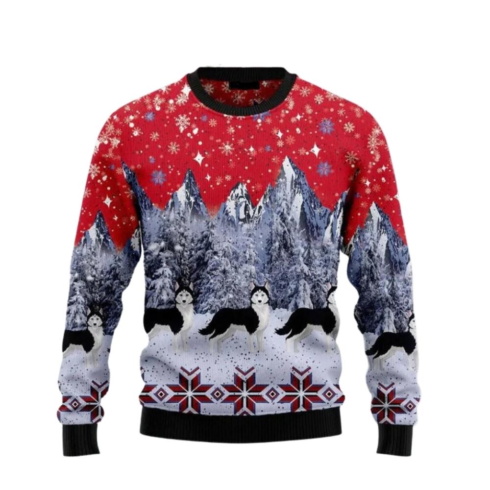 Siberian Husky Snow Ugly Christmas Sweater For Men & Women Christmas Gift Sweater US2661 - WeCustomit