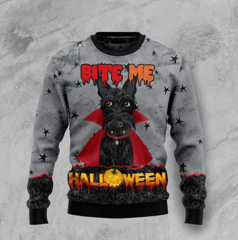 Scottish Terrier Bite Me Ugly Christmas Sweater For Men & Women Christmas Gift Sweater US2662 - WeCustomit