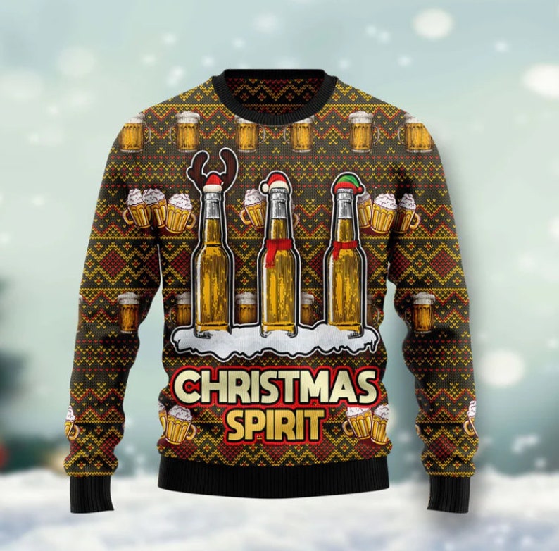 Spirit Beer Ugly Christmas Sweater For Men & Women Christmas Gift Sweater US2668 - WeCustomit