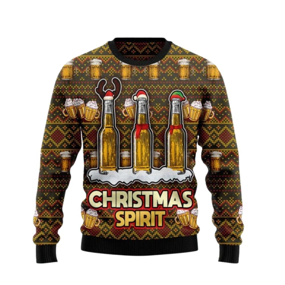 Spirit Beer Ugly Christmas Sweater For Men & Women Christmas Gift Sweater US2668 - WeCustomit