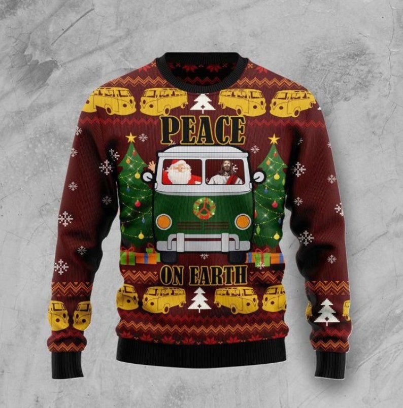 Peace On Earth Ugly Christmas Sweater For Men & Women Christmas Gift Sweater US2672 - WeCustomit