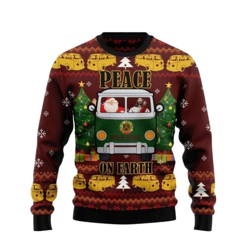 Peace On Earth Ugly Christmas Sweater For Men & Women Christmas Gift Sweater US2672 - WeCustomit