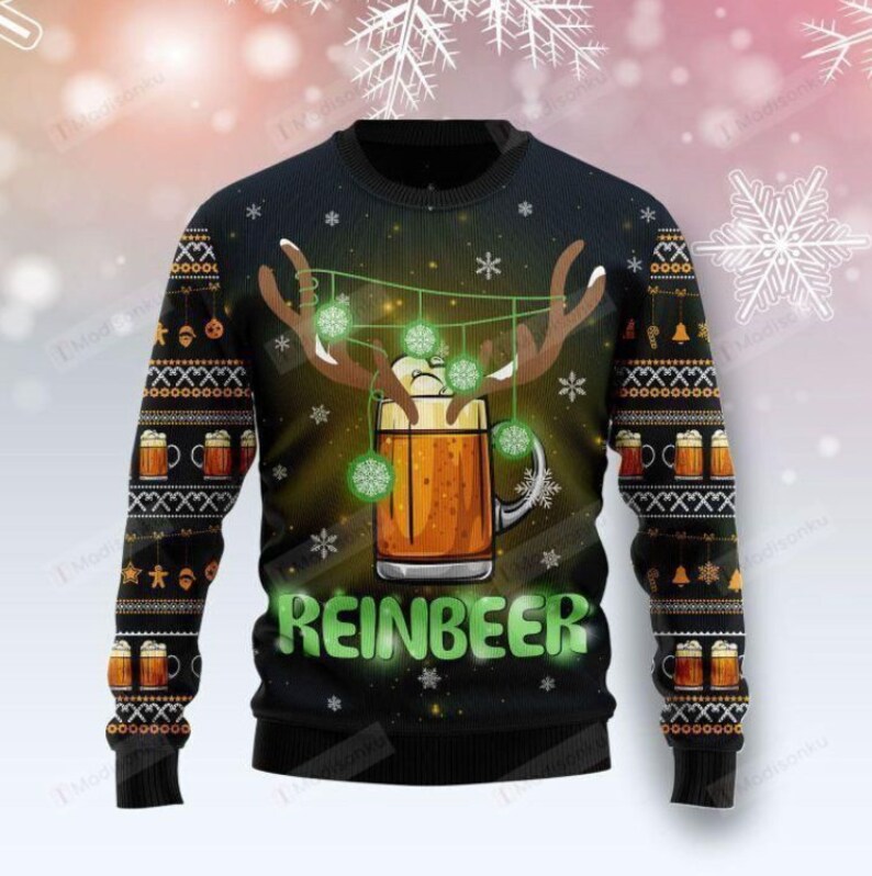 Reindeer Beer Ugly Christmas Sweater For Men & Women Christmas Gift Sweater US2674 - WeCustomit
