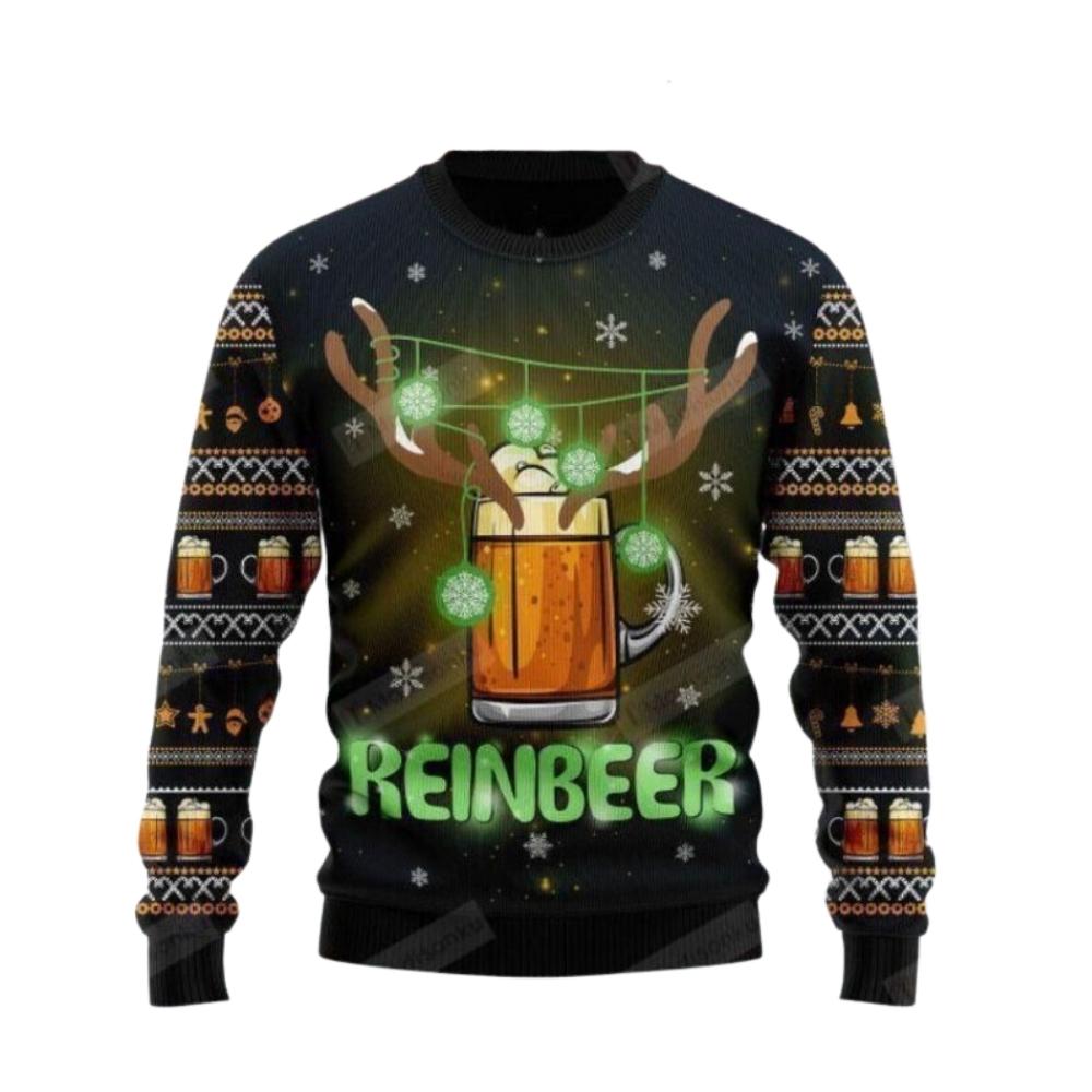 Reindeer Beer Ugly Christmas Sweater For Men & Women Christmas Gift Sweater US2674 - WeCustomit