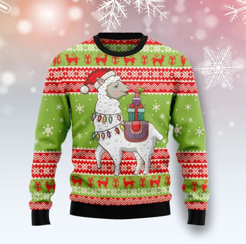 Love Llama Ugly Christmas Sweater For Men & Women Christmas Gift Sweater US2675 - WeCustomit