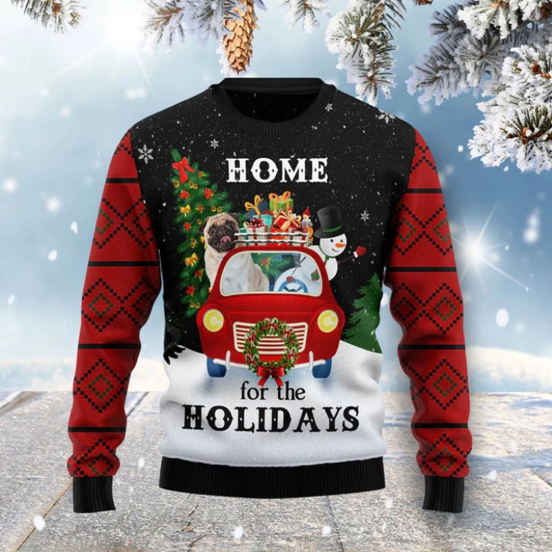 Merry Christmas Pug Dog And Snowman Ugly Christmas Sweater For Men & Women Christmas Gift Sweater US2679 - WeCustomit