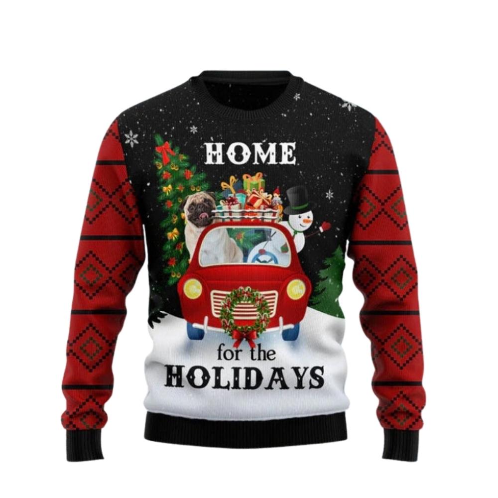 Merry Christmas Pug Dog And Snowman Ugly Christmas Sweater For Men & Women Christmas Gift Sweater US2679 - WeCustomit