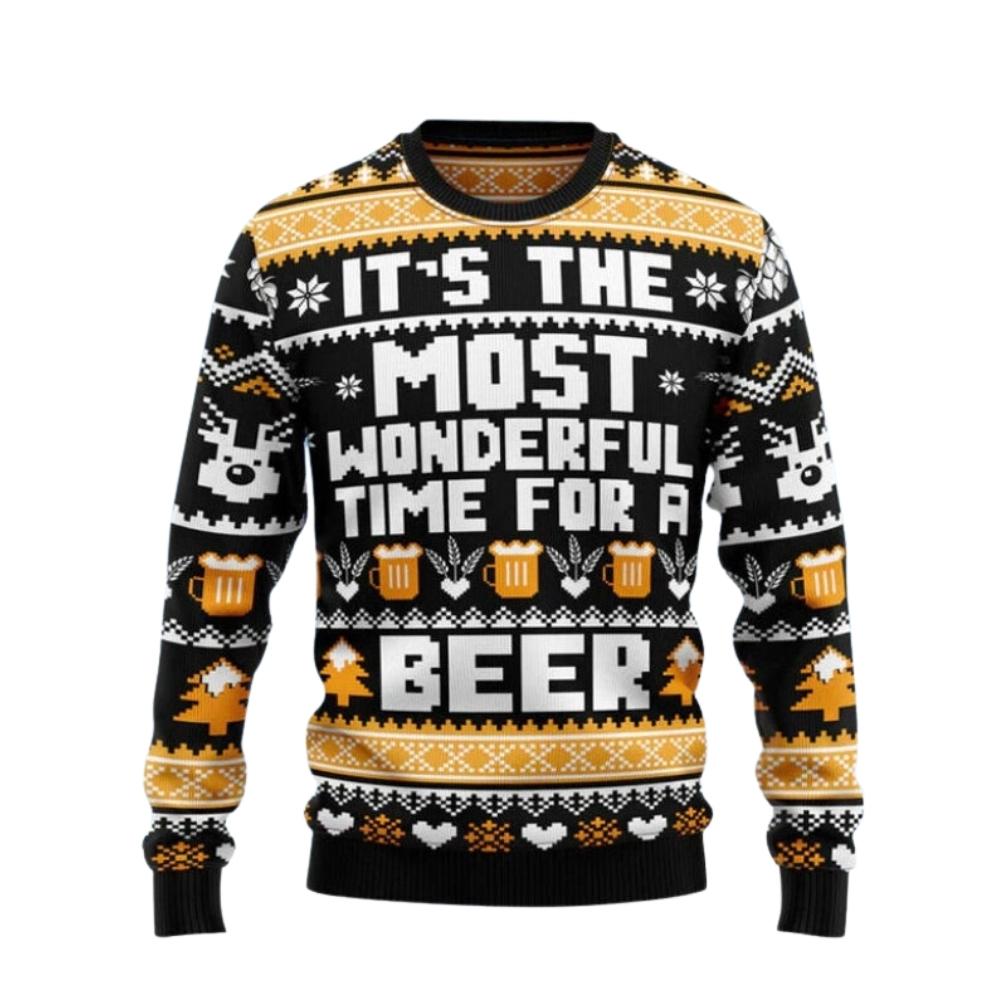 It's The Most Wonderful Time For Beer Ugly Christmas Sweater For Men & Women Christmas Gift Sweater US2681 - WeCustomit