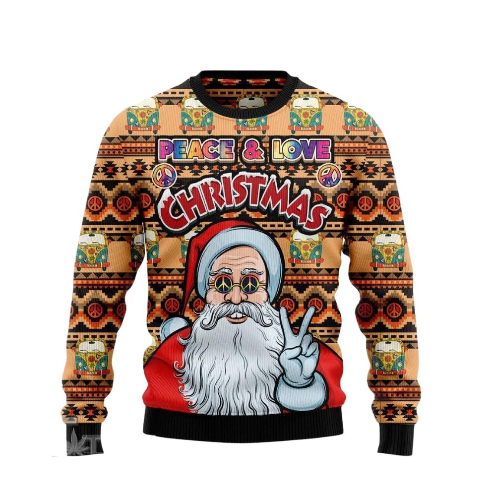 Hippie Santa Claus Peace And Love Ugly Christmas Sweater For Men & Women Christmas Gift Sweater US2682 - WeCustomit
