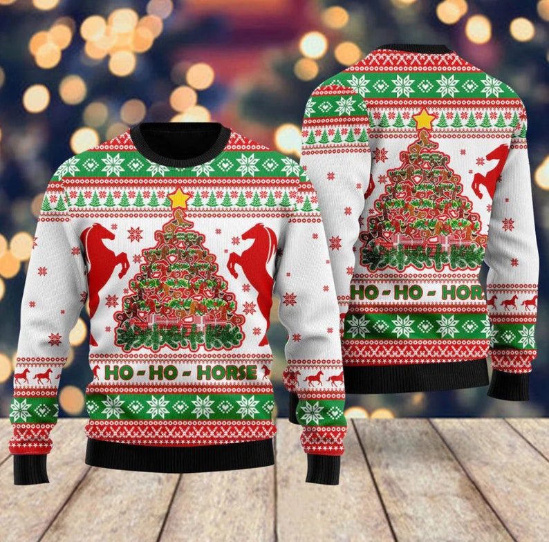 Horse Christmas Tree Ugly Christmas Sweater For Men & Women Christmas Gift Sweater US2701 - WeCustomit
