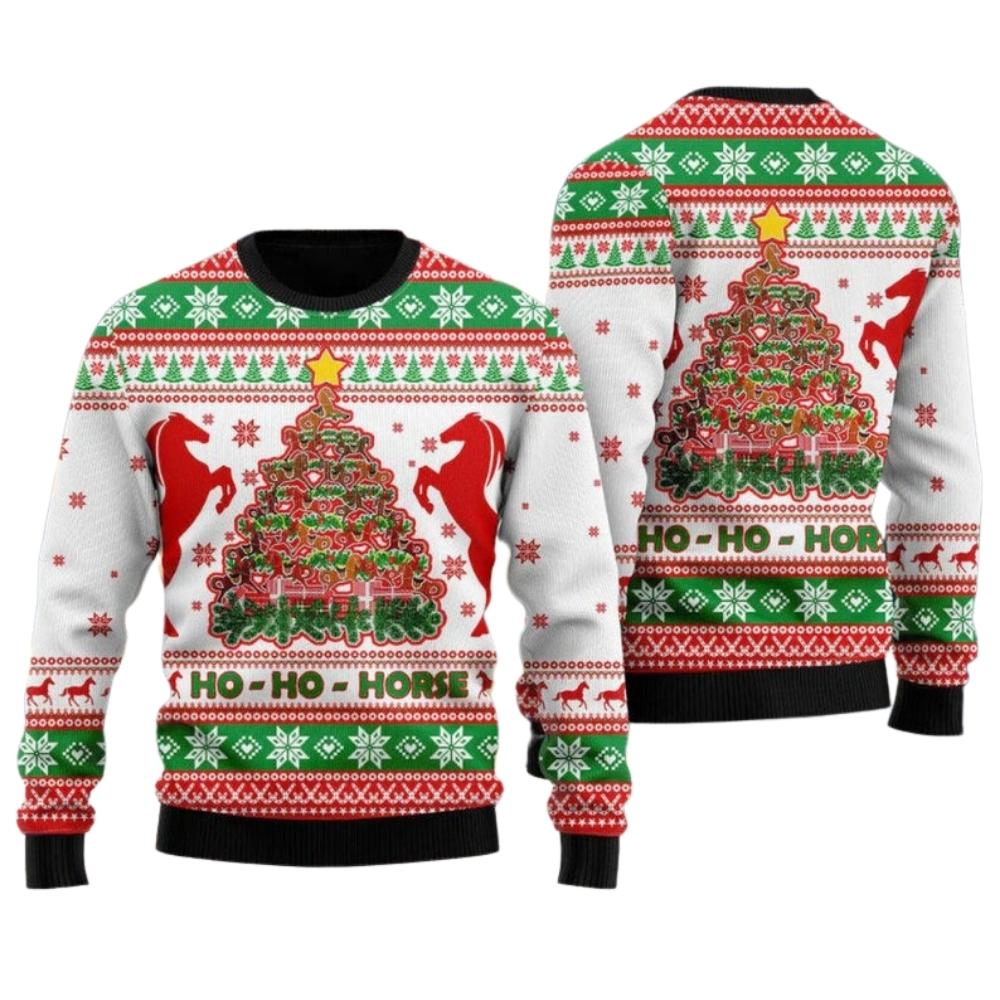 Horse Christmas Tree Ugly Christmas Sweater For Men & Women Christmas Gift Sweater US2701 - WeCustomit