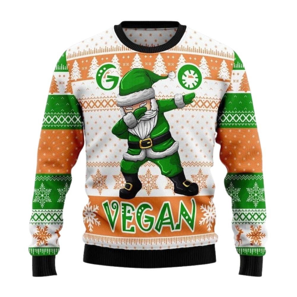 Go Vegan Santa Claus Ugly Christmas Sweater For Men & Women Christmas Gift Sweater US2711 - WeCustomit