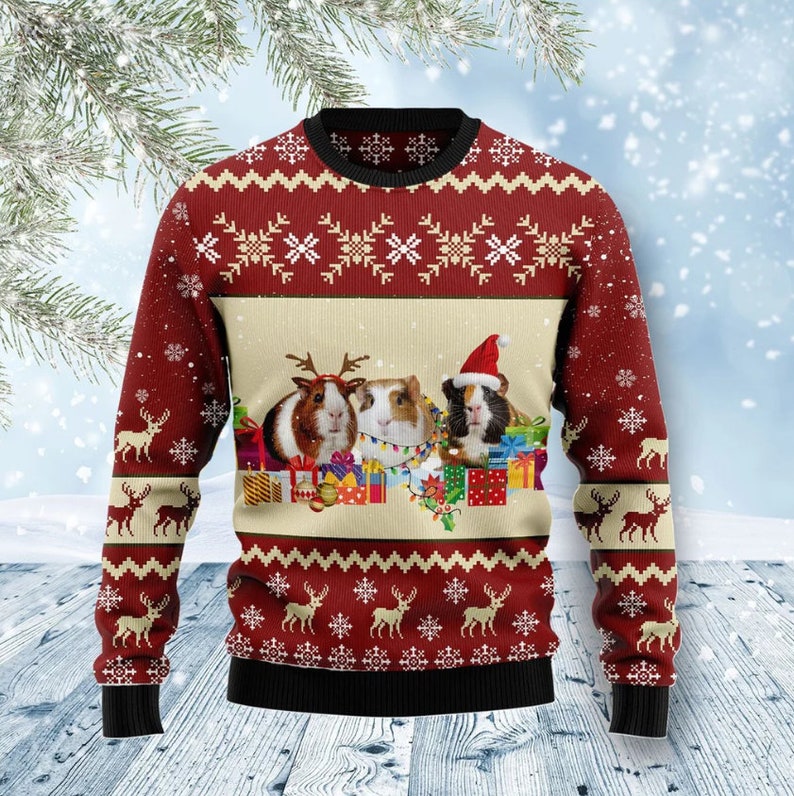 Funny X-mas Holiday Hamster Ugly Christmas Sweater For Men & Women Christmas Gift Sweater US2963 - WeCustomit