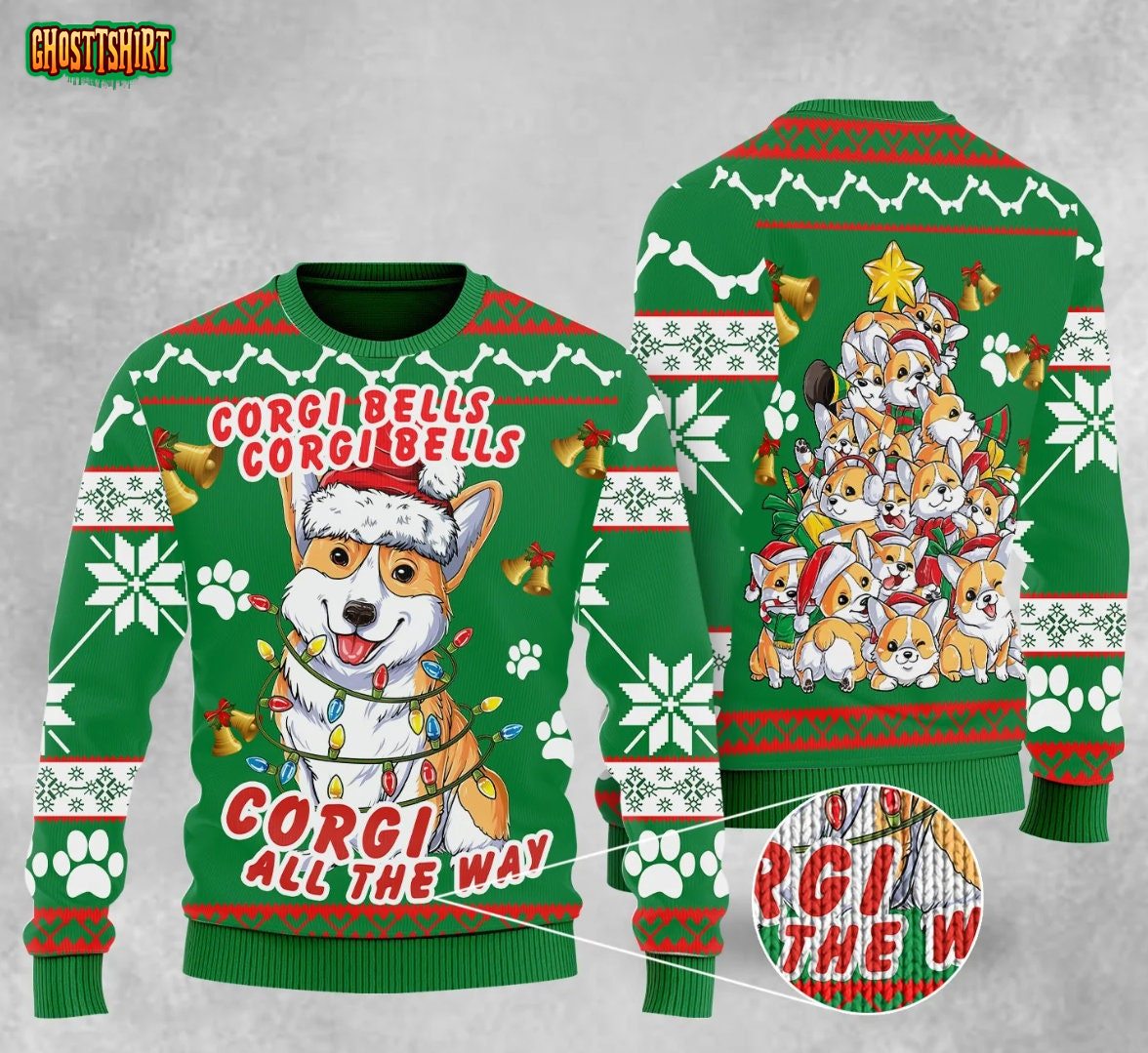 Corgi Dog Bells Christmas Ugly Christmas Sweater For Men & Women Christmas Gift Sweater US2985 - WeCustomit