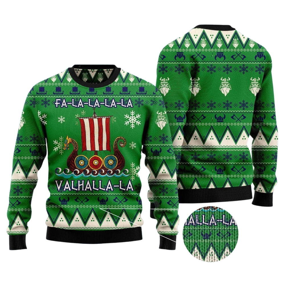 Amazing Viking Valhalla Ugly Christmas Sweater For Men & Women Christmas Gift Sweater US2990 - WeCustomit