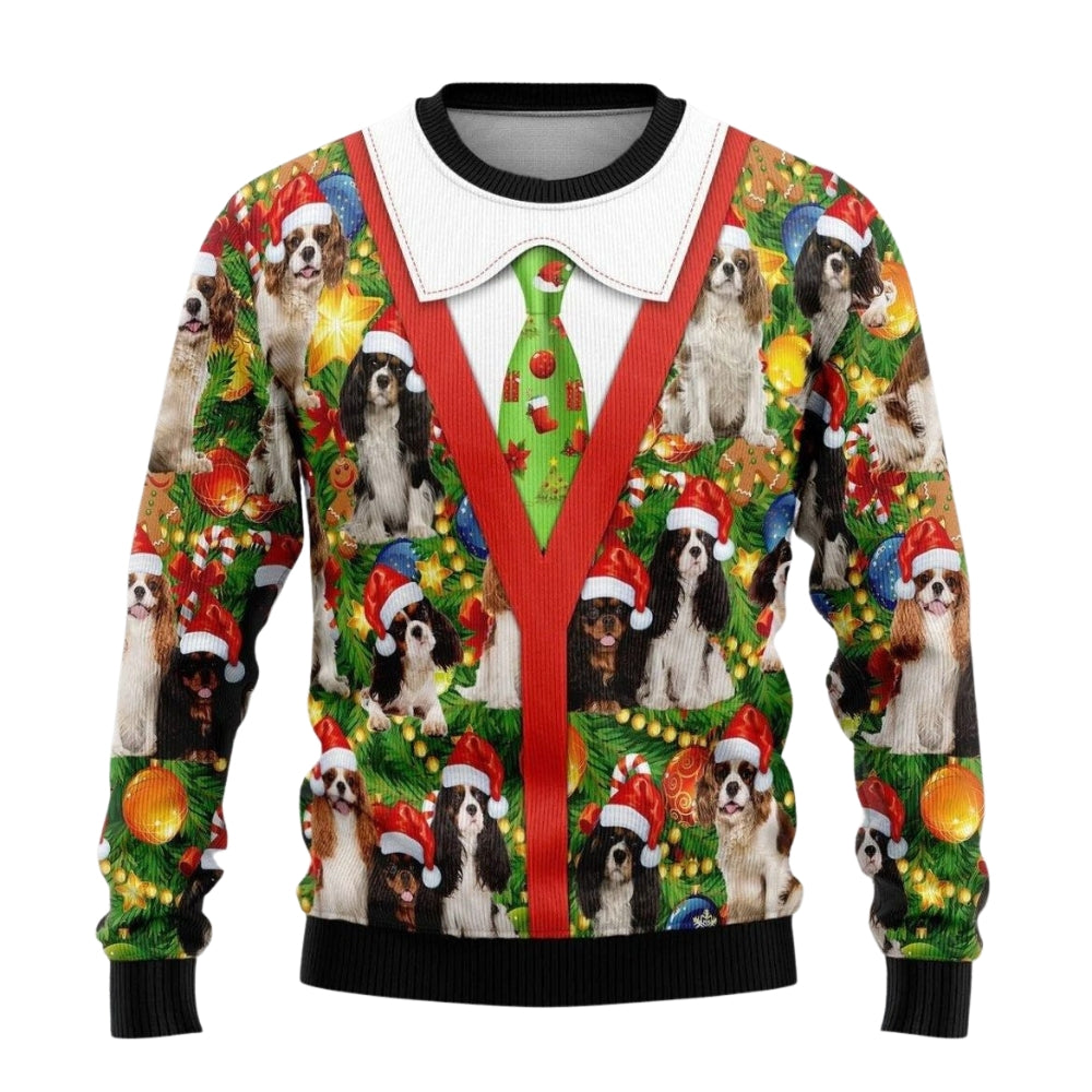 Cavalier King Charles Spaniel Pine Ugly Christmas Sweater For Men & Women Christmas Gift Sweater US2992 - WeCustomit