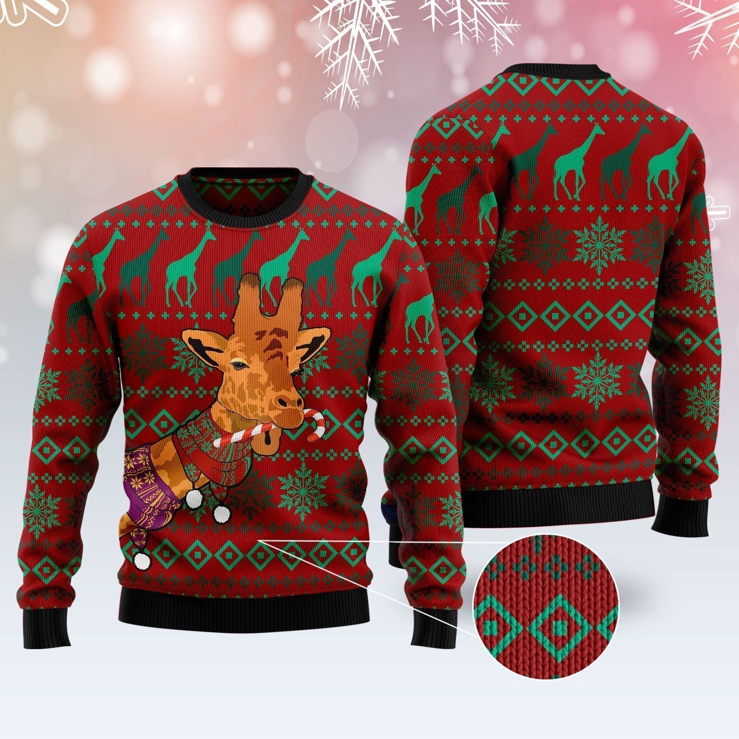 Giraffe Winter Ugly Christmas Sweater For Men & Women Christmas Gift Sweater US2994 - WeCustomit