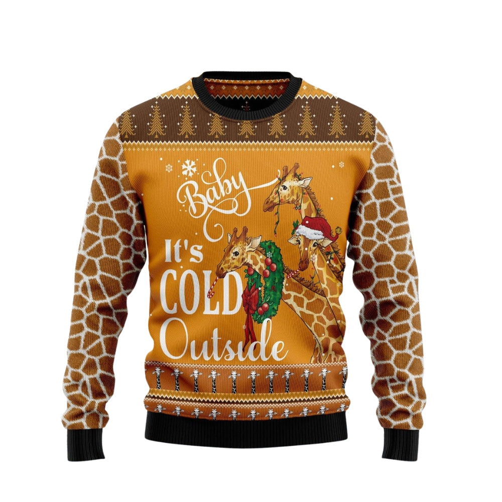 Giraffe Baby It's Cold Outside Ugly Christmas Sweater For Men & Women Christmas Gift Sweater US3026 - WeCustomit