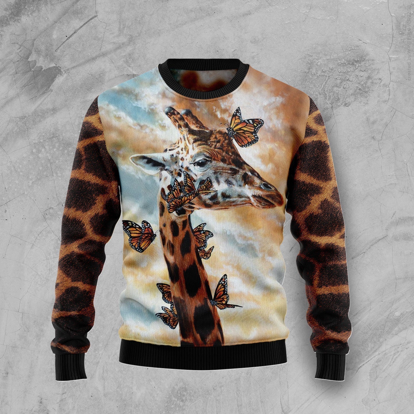 Giraffe Butterfly Ugly Christmas Sweater For Men & Women Christmas Gift Sweater US3030 - WeCustomit