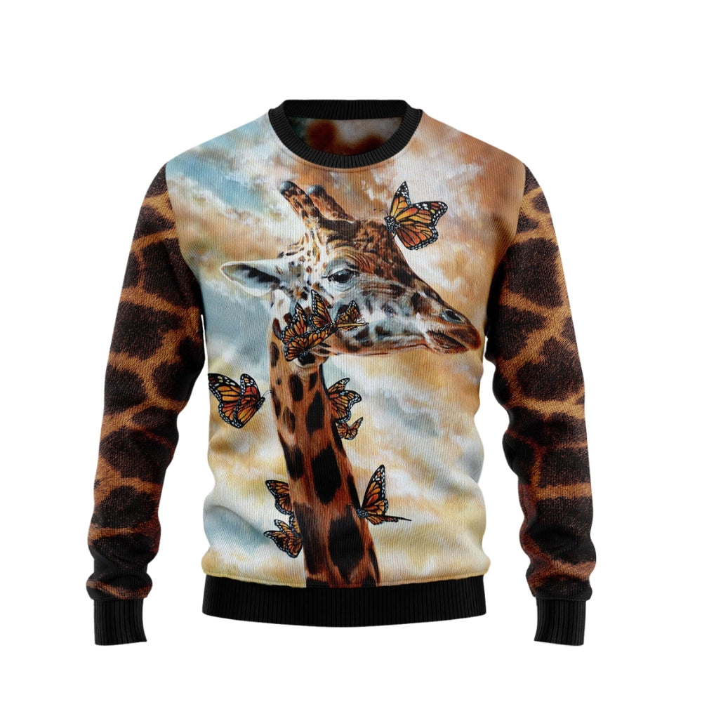 Giraffe Butterfly Ugly Christmas Sweater For Men & Women Christmas Gift Sweater US3030 - WeCustomit