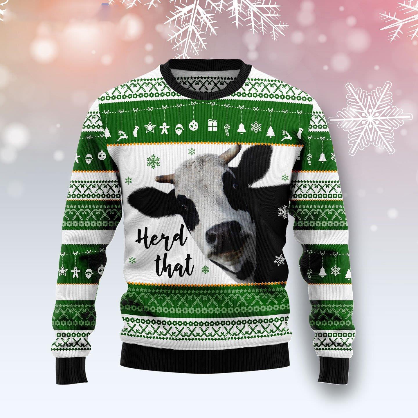 Cow Face Cute Ugly Christmas Sweater For Men & Women Christmas Gift Sweater US3035 - WeCustomit