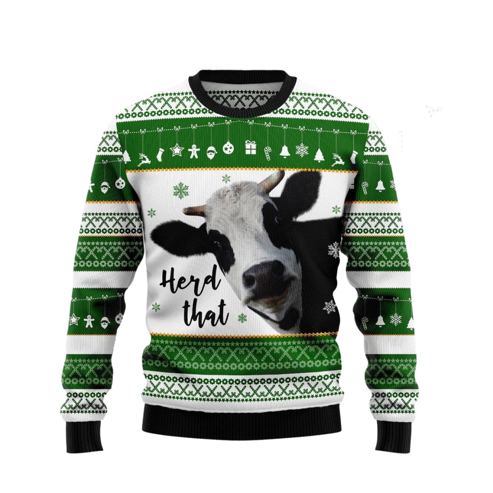 Cow Face Cute Ugly Christmas Sweater For Men & Women Christmas Gift Sweater US3035 - WeCustomit