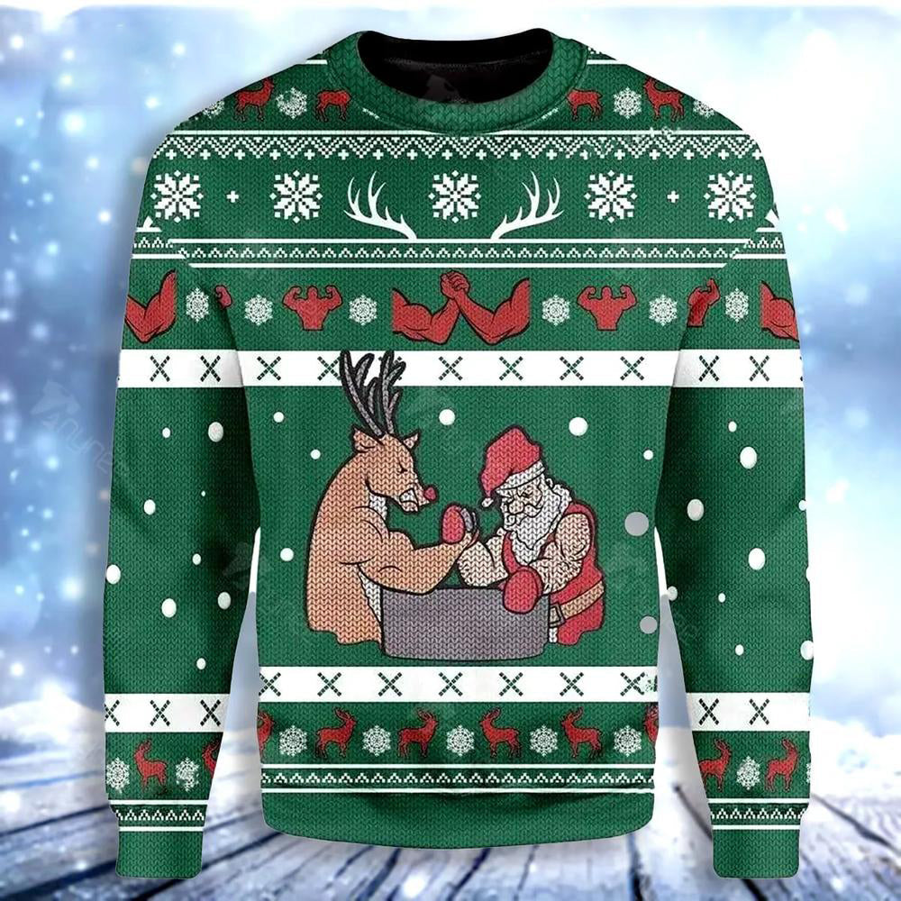 Reindeer And Santa Ugly Christmas Sweater For Men & Women Christmas Gift Sweater US3044 - WeCustomit
