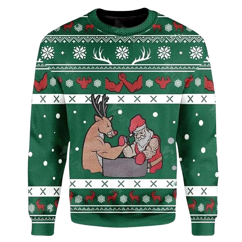 Reindeer And Santa Ugly Christmas Sweater For Men & Women Christmas Gift Sweater US3044 - WeCustomit
