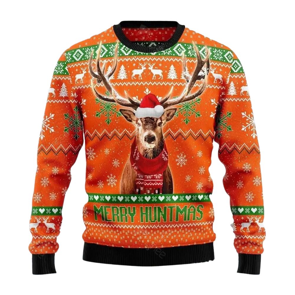 Reindeer Merry Huntmas Ugly Christmas Sweater For Men & Women Christmas Gift Sweater US3045 - WeCustomit