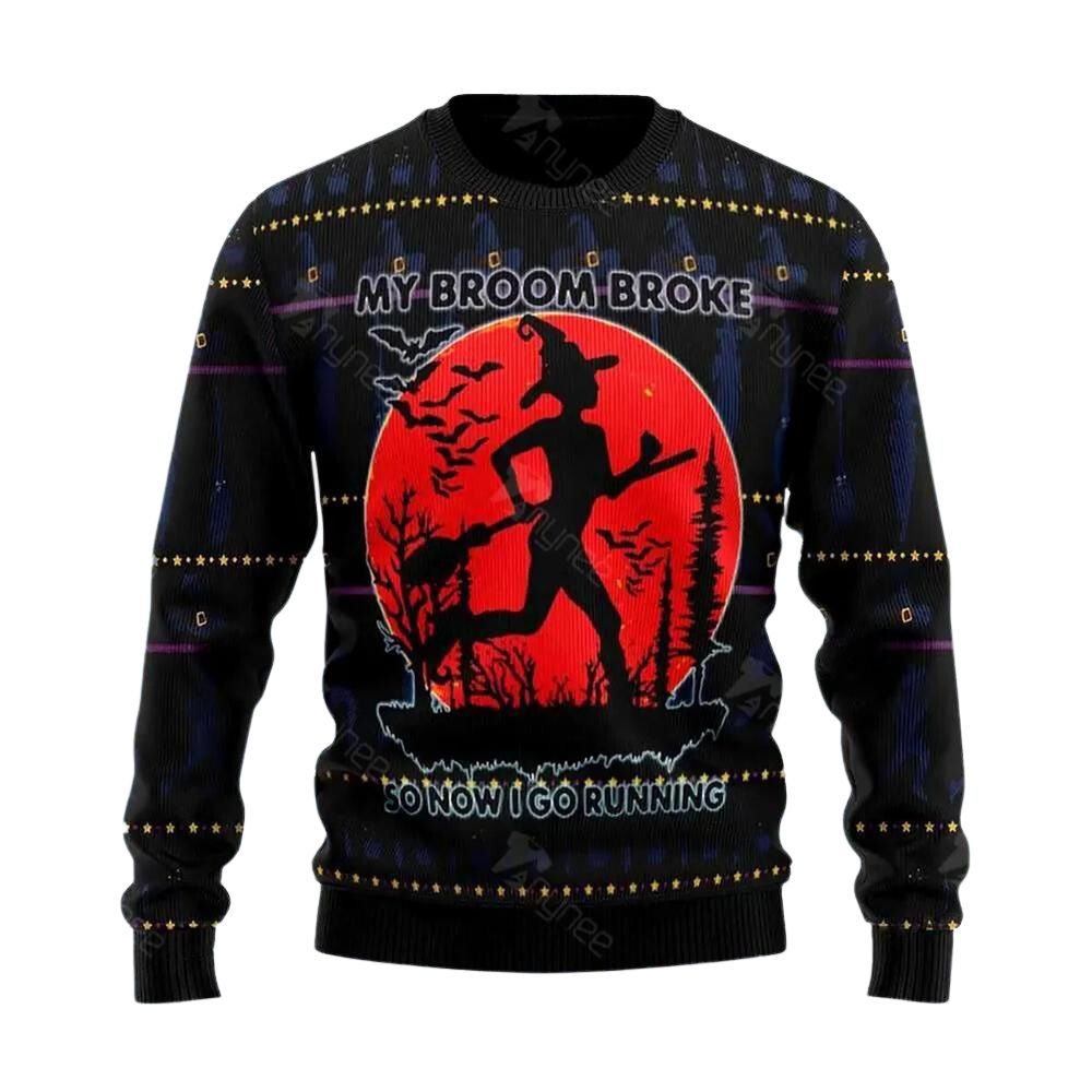 Running Witch Ugly Christmas Sweater For Men & Women Christmas Gift Sweater US3047 - WeCustomit