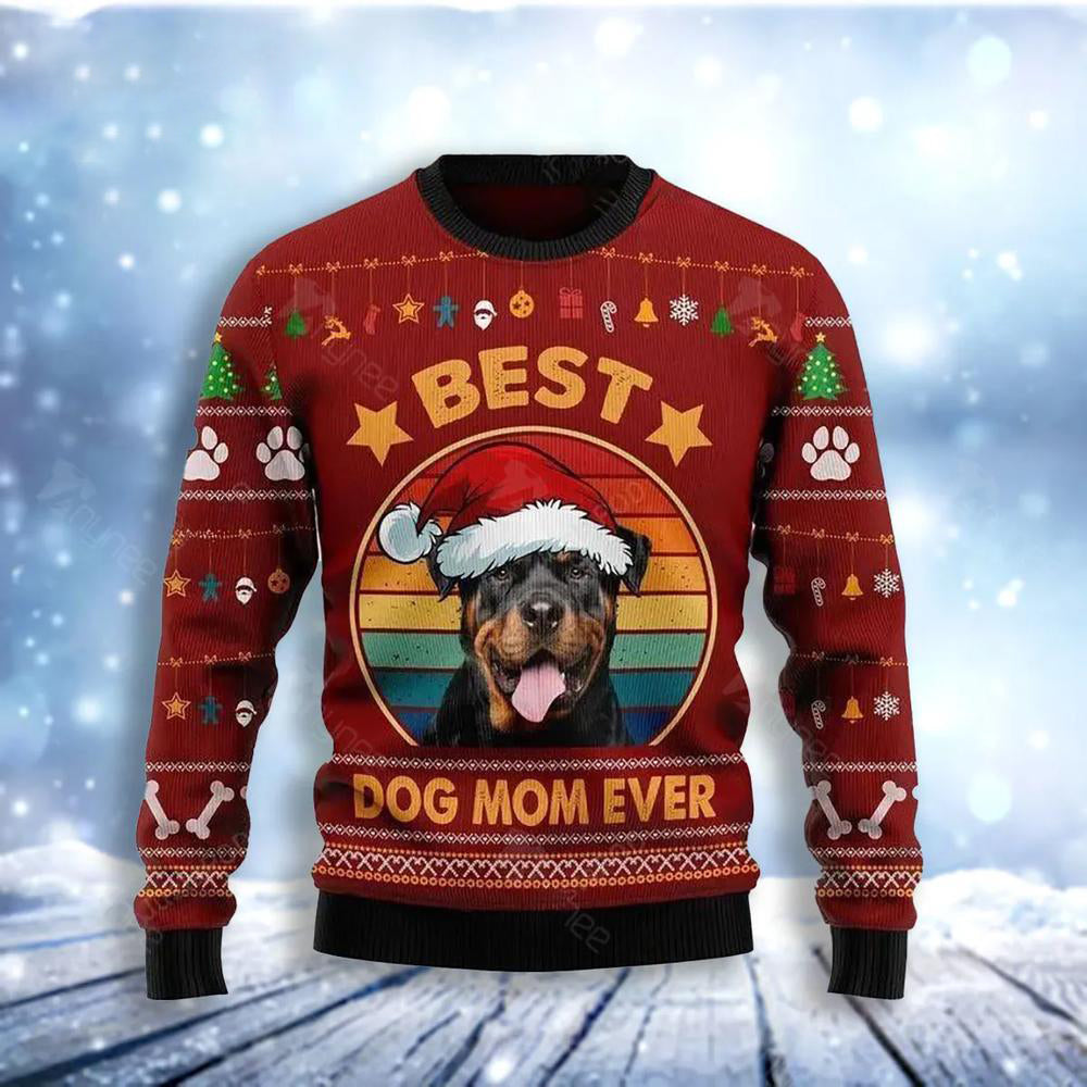 Rottweiler Best Dog Mom Ugly Christmas Sweater For Men & Women Christmas Gift Sweater US3050 - WeCustomit