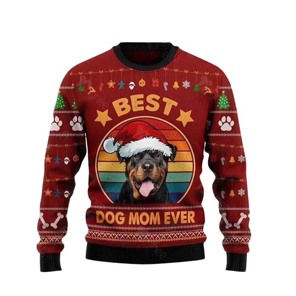 Rottweiler Best Dog Mom Ugly Christmas Sweater For Men & Women Christmas Gift Sweater US3050 - WeCustomit